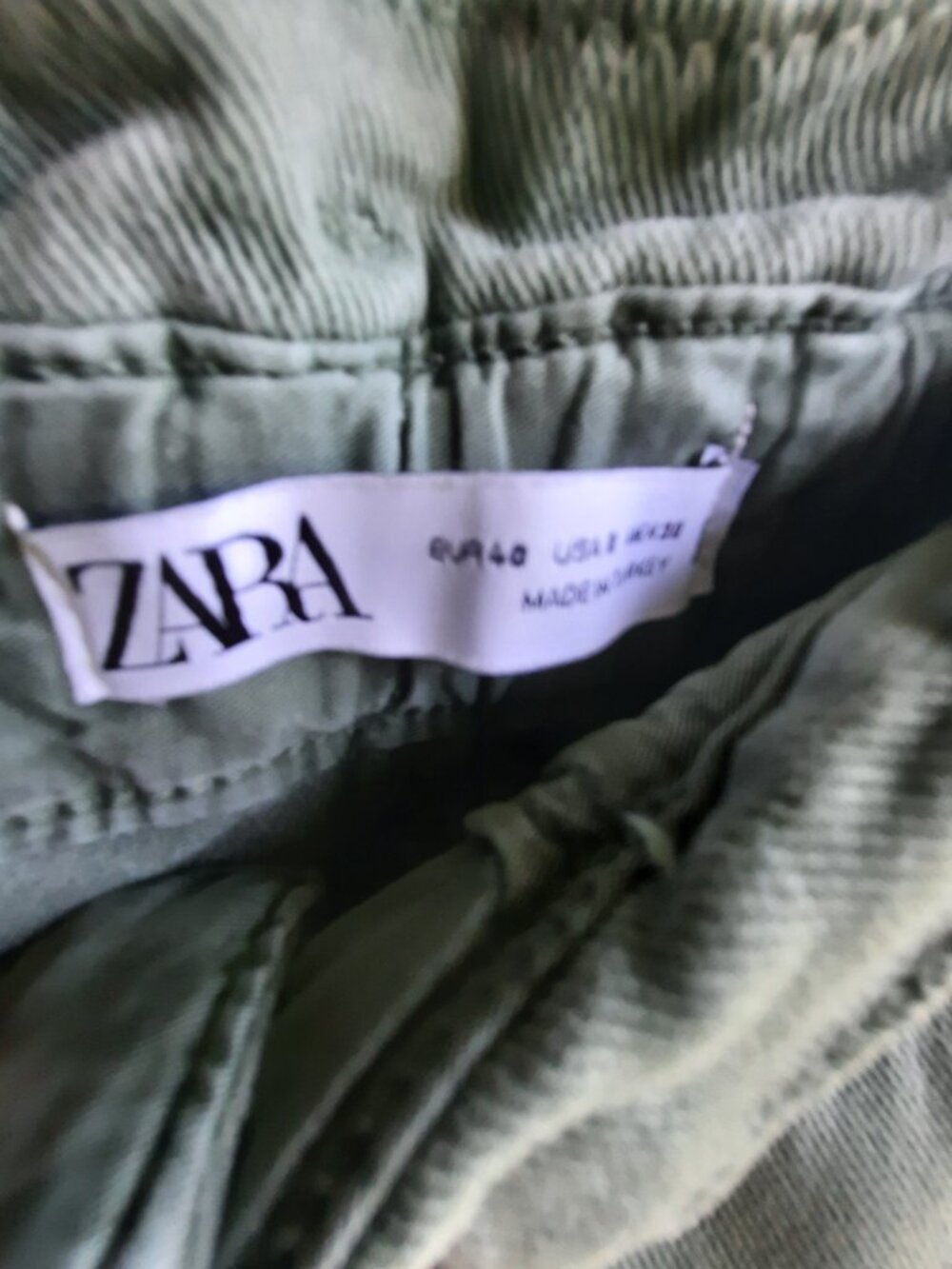 Zara Olive Green Wide-Leg Paperbag Waist Pants - Picture 8 of 8